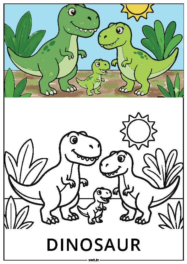 Cute dinosaur family coloring page printable pdf