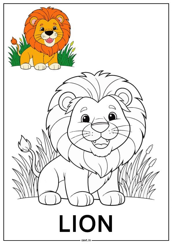Lion colouring Pages PDF