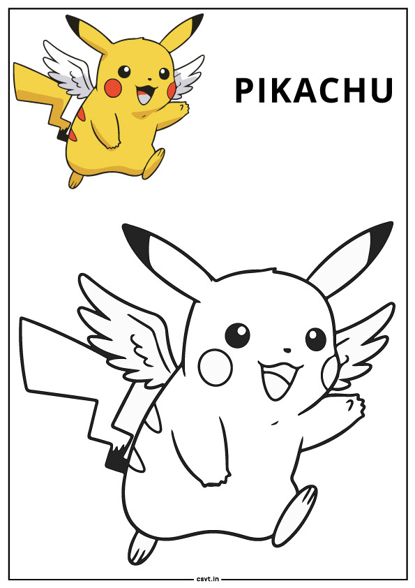 Pikachu coloring sheet with tiny wings pdf