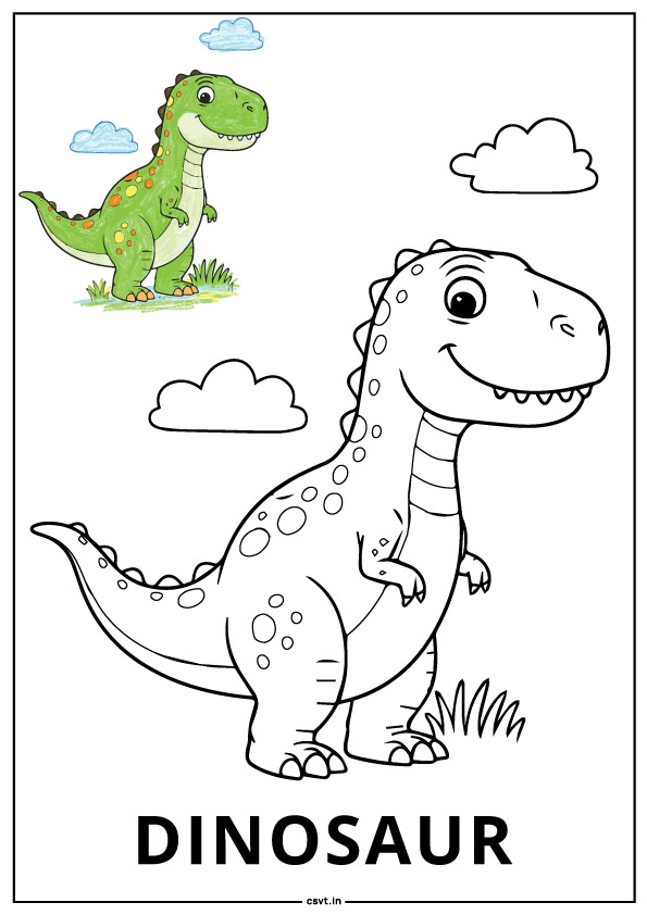Simple dinosaur coloring pages with reference demo pdf free download
