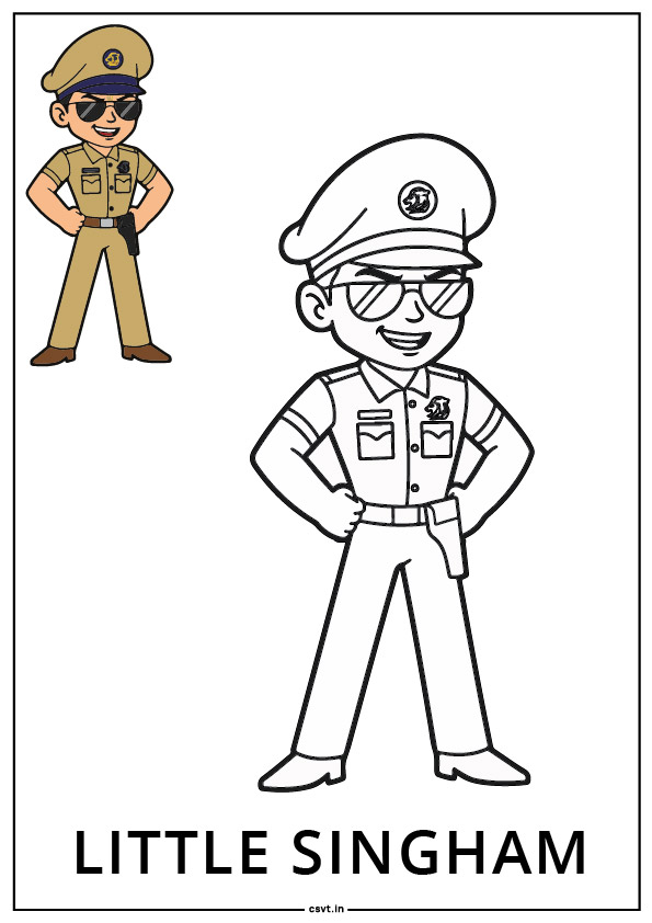 Little singham coloring pages