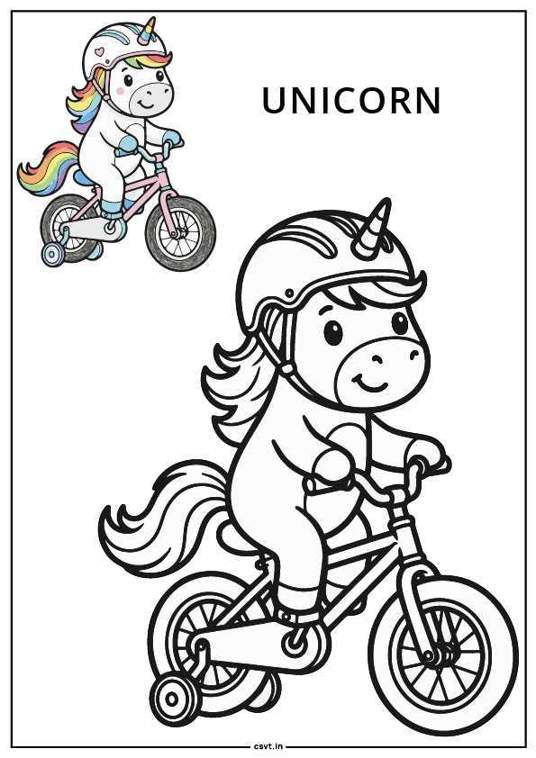 cute unicorn riding a small bicycle coloring page cute unicorn riding a small bicycle coloring page