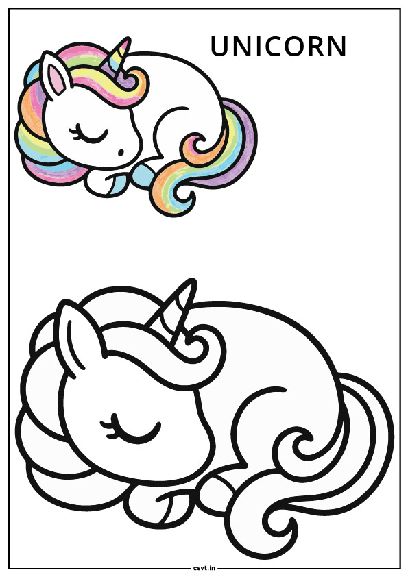 sleeping baby unicorn coloring page