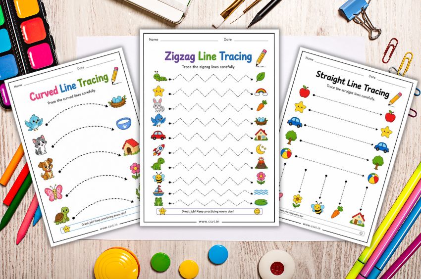 Printable line tracing worksheets for preschool and kindergarten kids